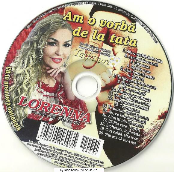 lorenna - am o vorba de la tata (2024) (album cd - am o vorba de la - lacrimi de - fata - spal la -