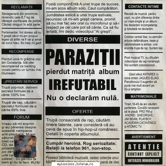 Paraziții � Irefutabil Album Flac Jmenaru21 - jmenaru21 - @ Muzica/Albume in format Lossless [FLAC]-[ROMANEASCA]