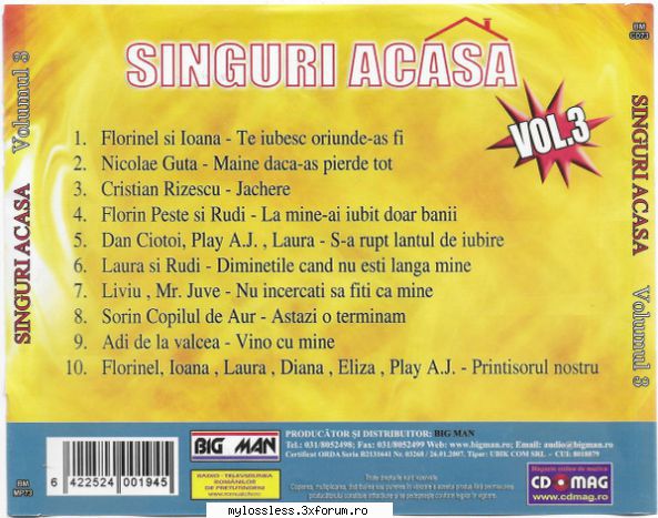 Singuri Acasa Vol.3 2007 - downloadx10y - @ Muzica/Albume in format Lossless [FLAC]-[ROMANEASCA]